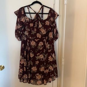 Torrid Burgundy Floral Dress 16